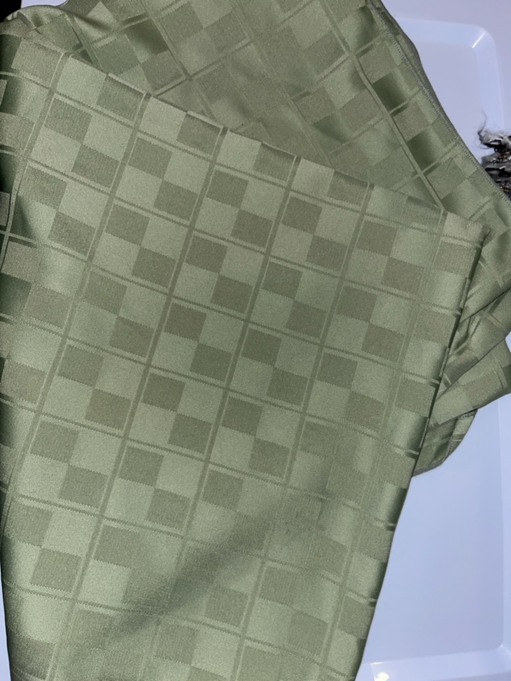 Olive Green Checker Jacquard Fabric Panel